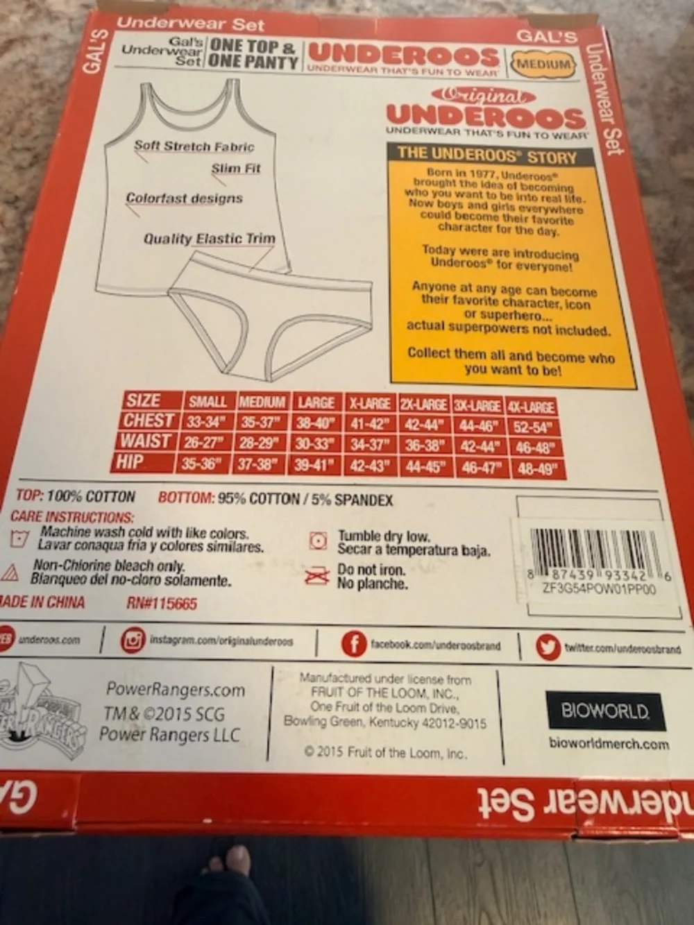 Adult Power Ranger Underoos - Picture 2 of 2